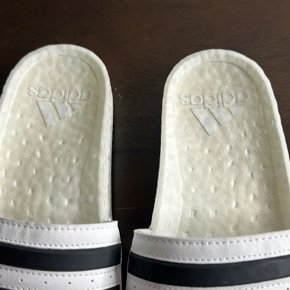 adidas Adilette Boost Slides White Black Stripes